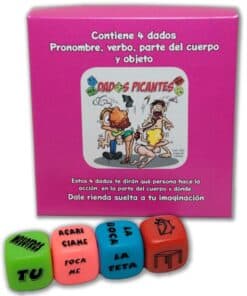 DIABLO PICANTE - JUEGO 4 DADOS PRONOMBRE, VERBO, PARTE DEL CUERPO Y LUGAR