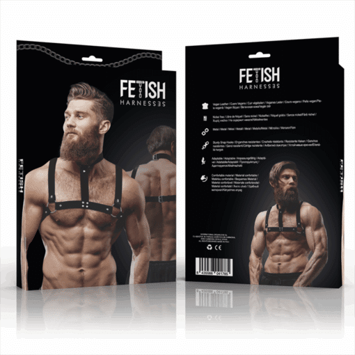 FETISH SUBMISSIVE ATTITUDE - ARNÉS AJUSTABLE ECOPIEL PECHO CON COLLAR HOMBRE - Imagen 2