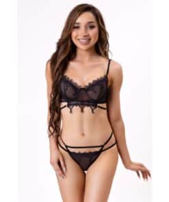 LIVCO CORSETTI FASHION - NERINA 20240 SUJETADOR + TANGA NEGRO S/M
