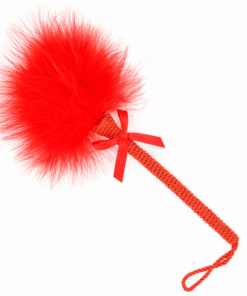 KINK - MASAJEADOR DE CUERDA DE NAILON CON PLUMAS PARA COSQUILLAS Y LAZO ROJO 25 CM