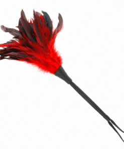 KINK - PLUMAS DE POLLO PARA COSQUILLAS CON FORMA CUERNO DE CRIADA ROJO 36 CM