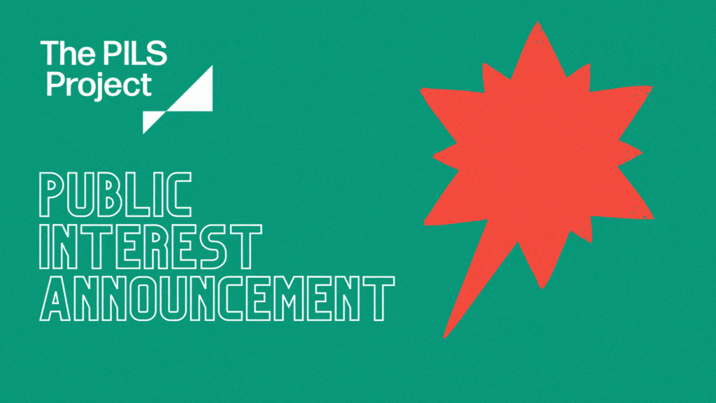 The image says 'Public Interest Announcement' in white font on a teal green background. There is an animated, brick red speech bubble beside the text, with a light bulb icon moving around in the centre of the speech bubble.