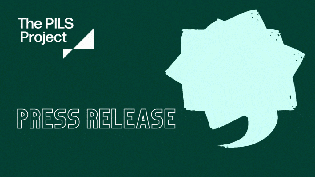 The image says 'Press Release' in white font on a teal green background. There is an animated, pale blue speech bubble beside the text, with a light bulb icon moving around in the centre of the speech bubble.