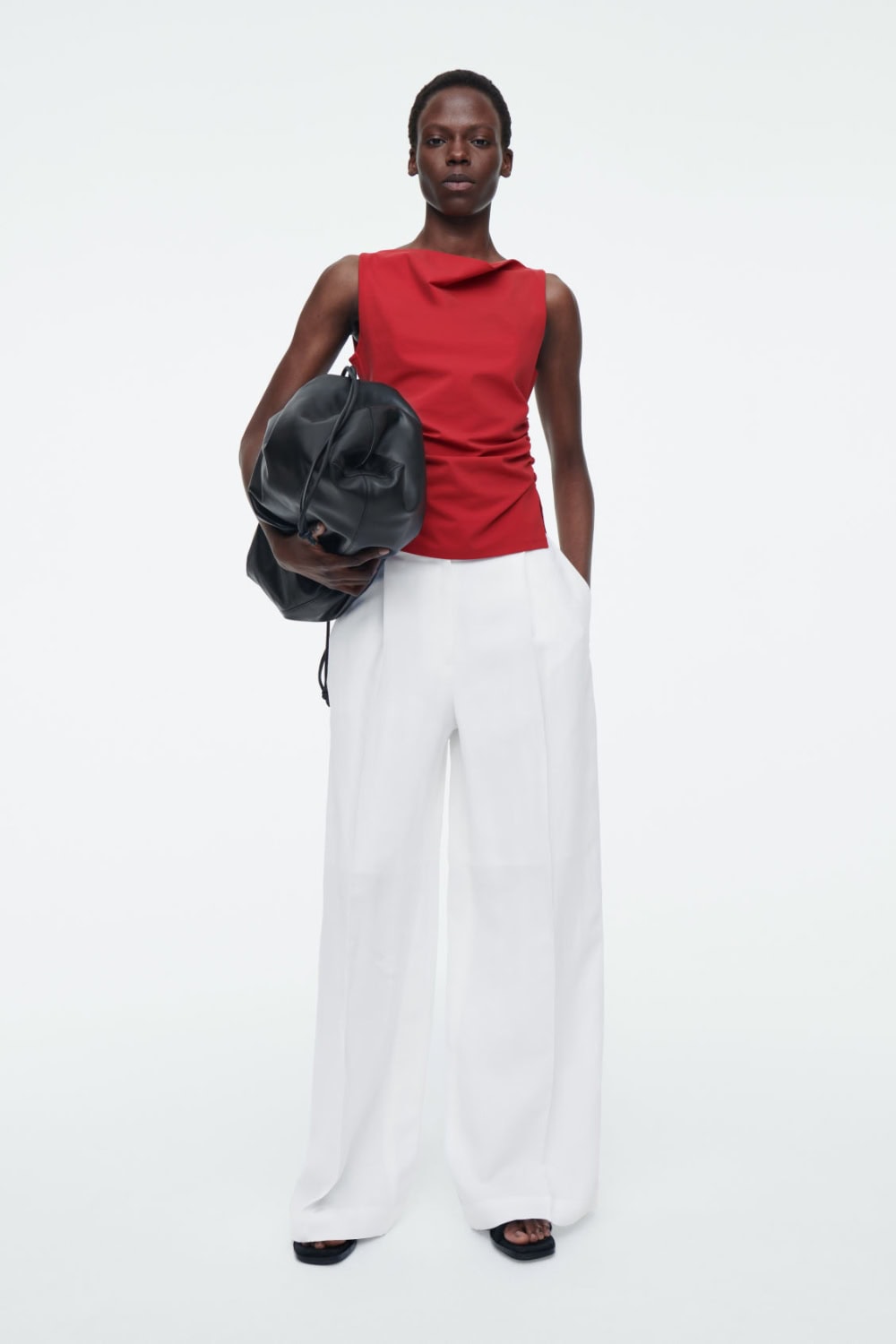 Cowl neck top with Linen pants