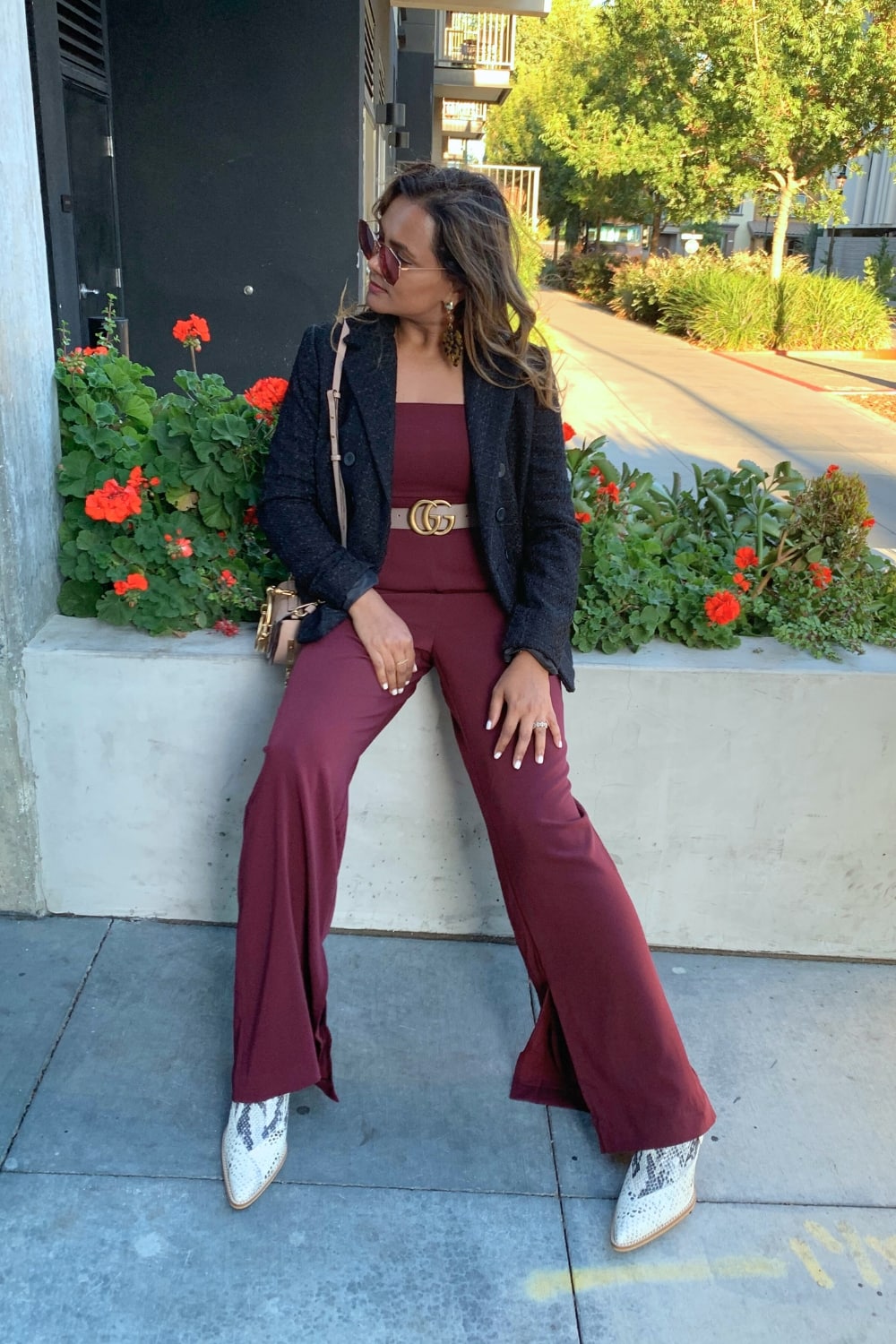 Wear belt with a flowy jumpsuit