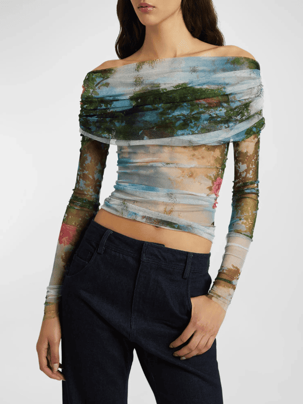 Christopher Esber Lucid Veiled Sheer Long-Sleeve Top