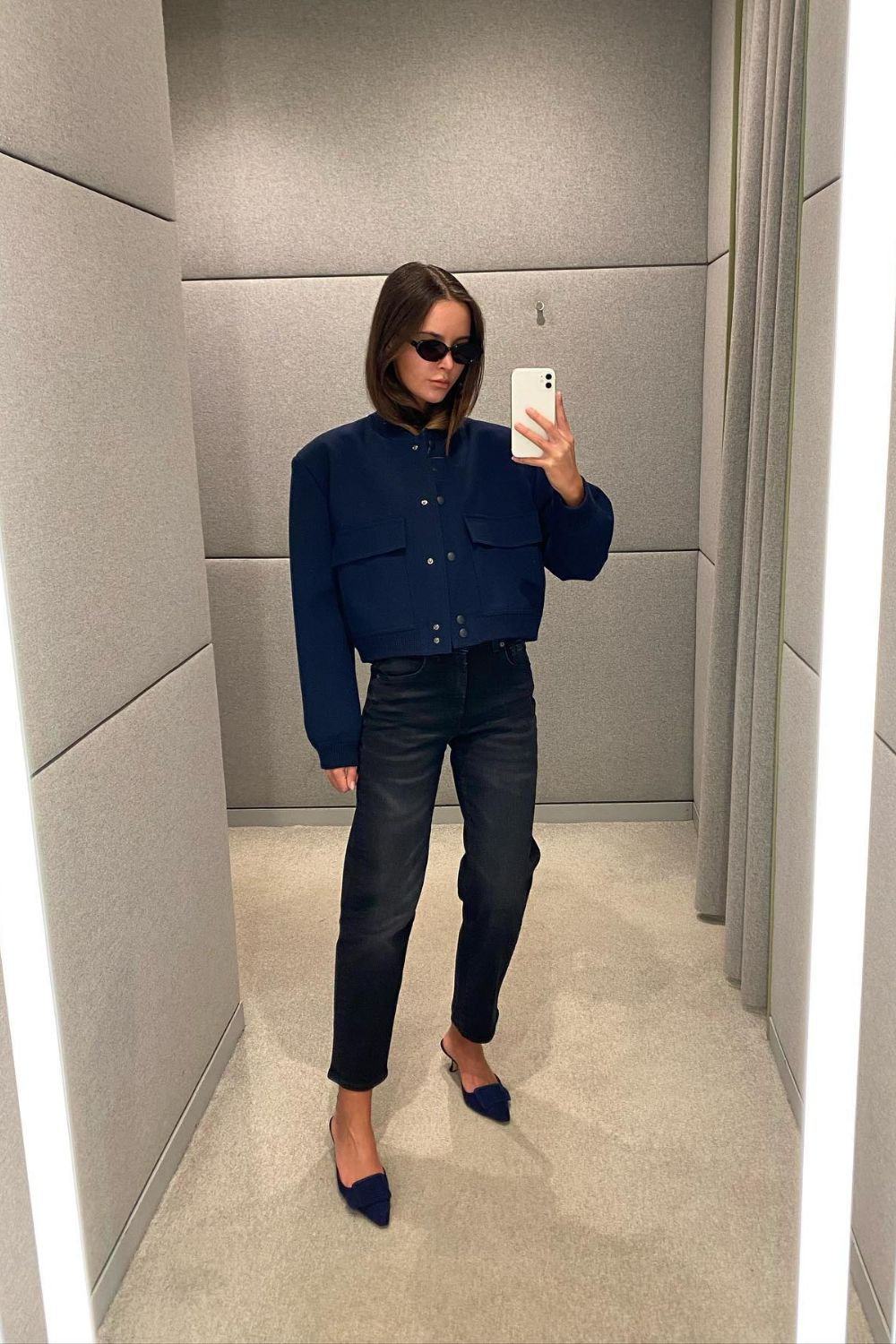 Bomber Jacket Outfit Ideas With Cropped Jacket And Tailored Trousers