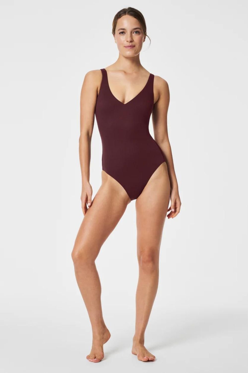 Pique Shaping Swim, Plunge One-Piece