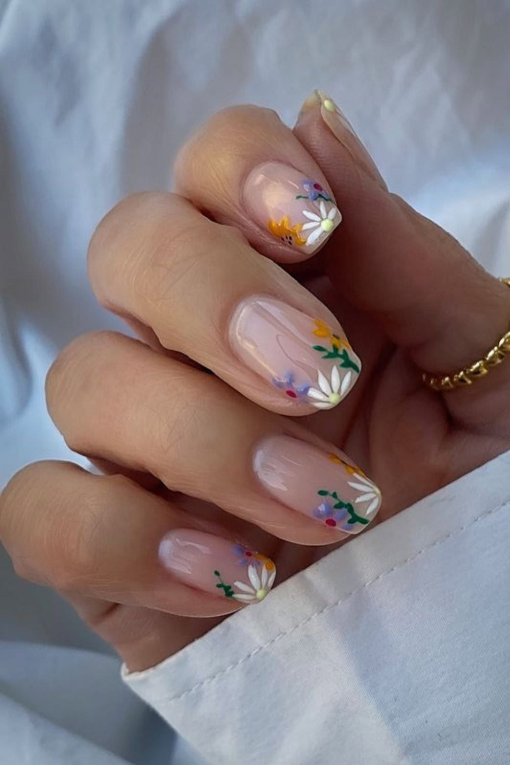 Classy nail designs French Flowers