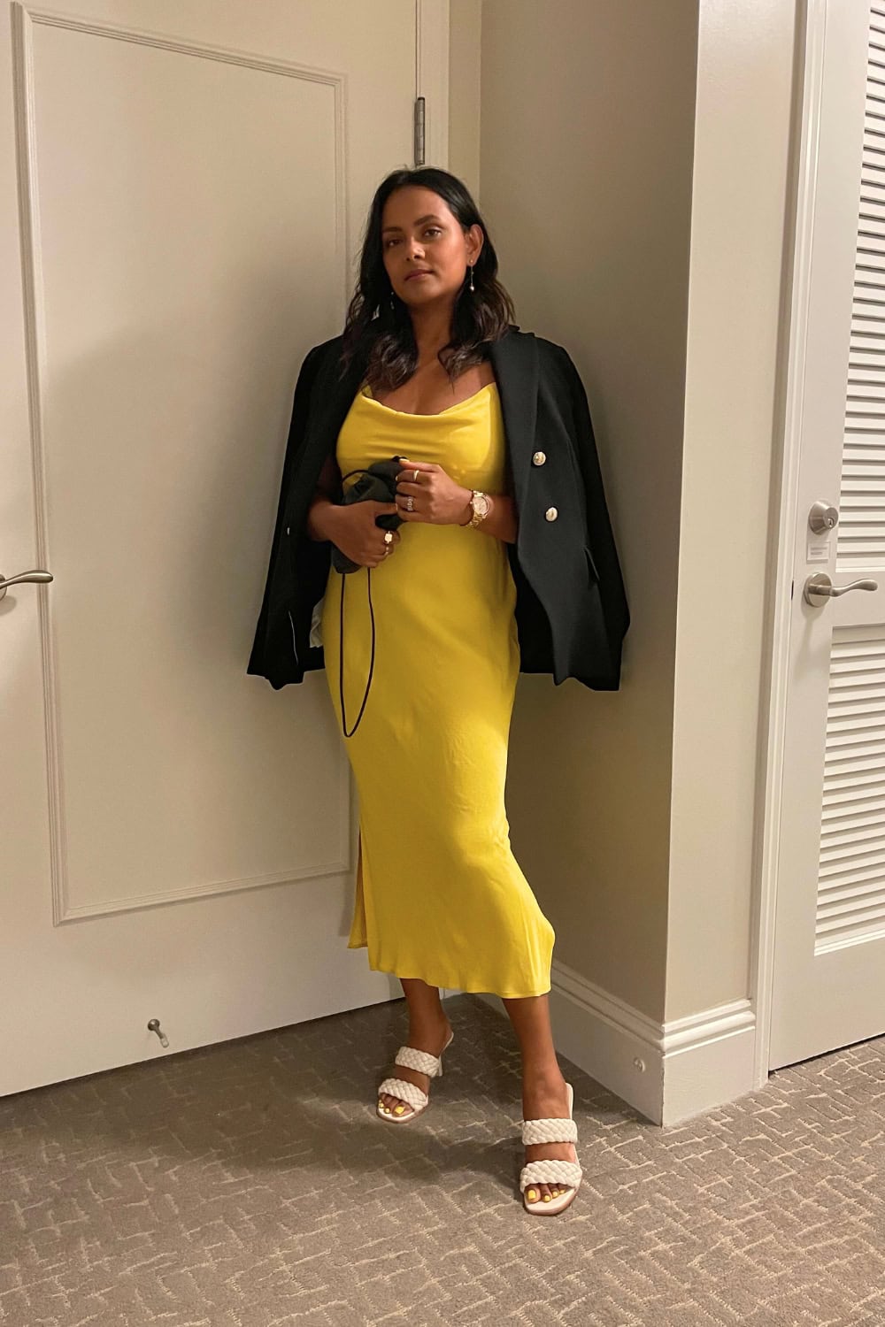 White Sandals with satin dress