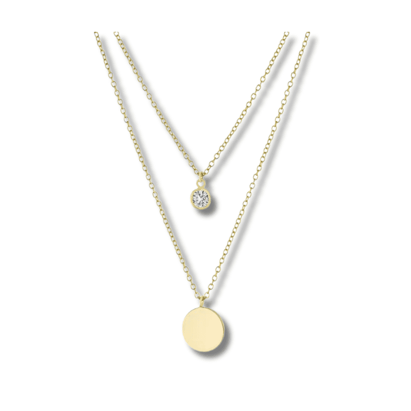 Double Layered Cubic Zirconia Solitaire Chain Necklace