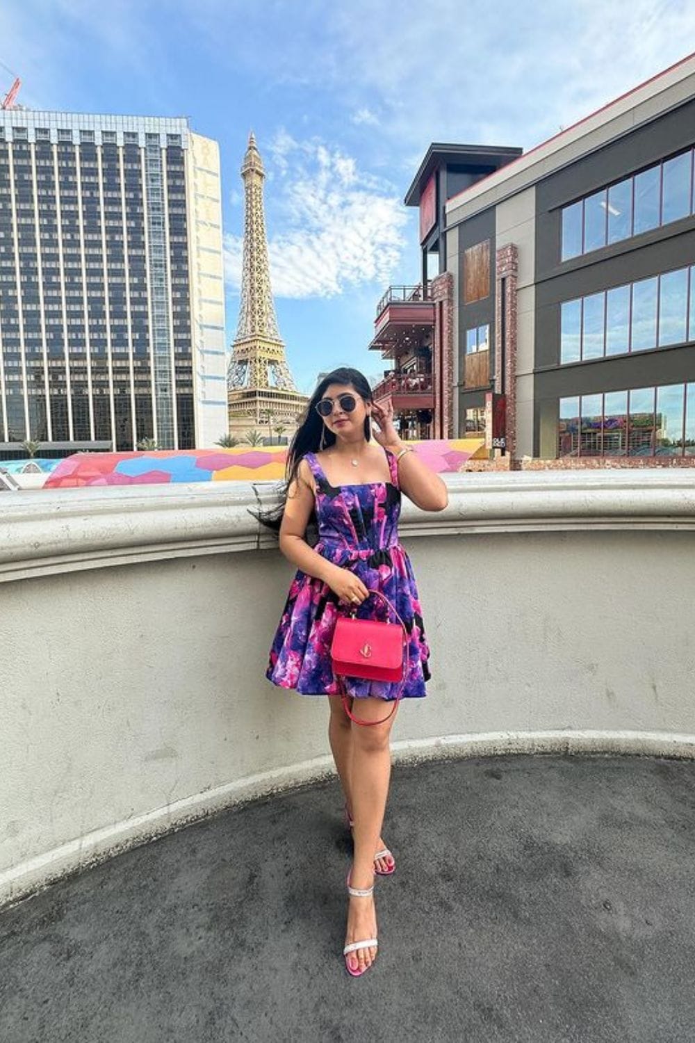 what-to-wear-to-vegas-Floral-Mini-Dress-Block-Heel