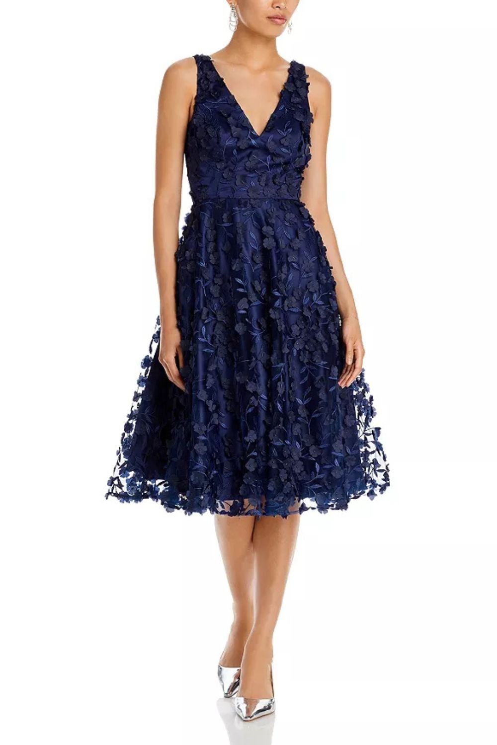 Eliza J V-Neck Fit and Flare Dress