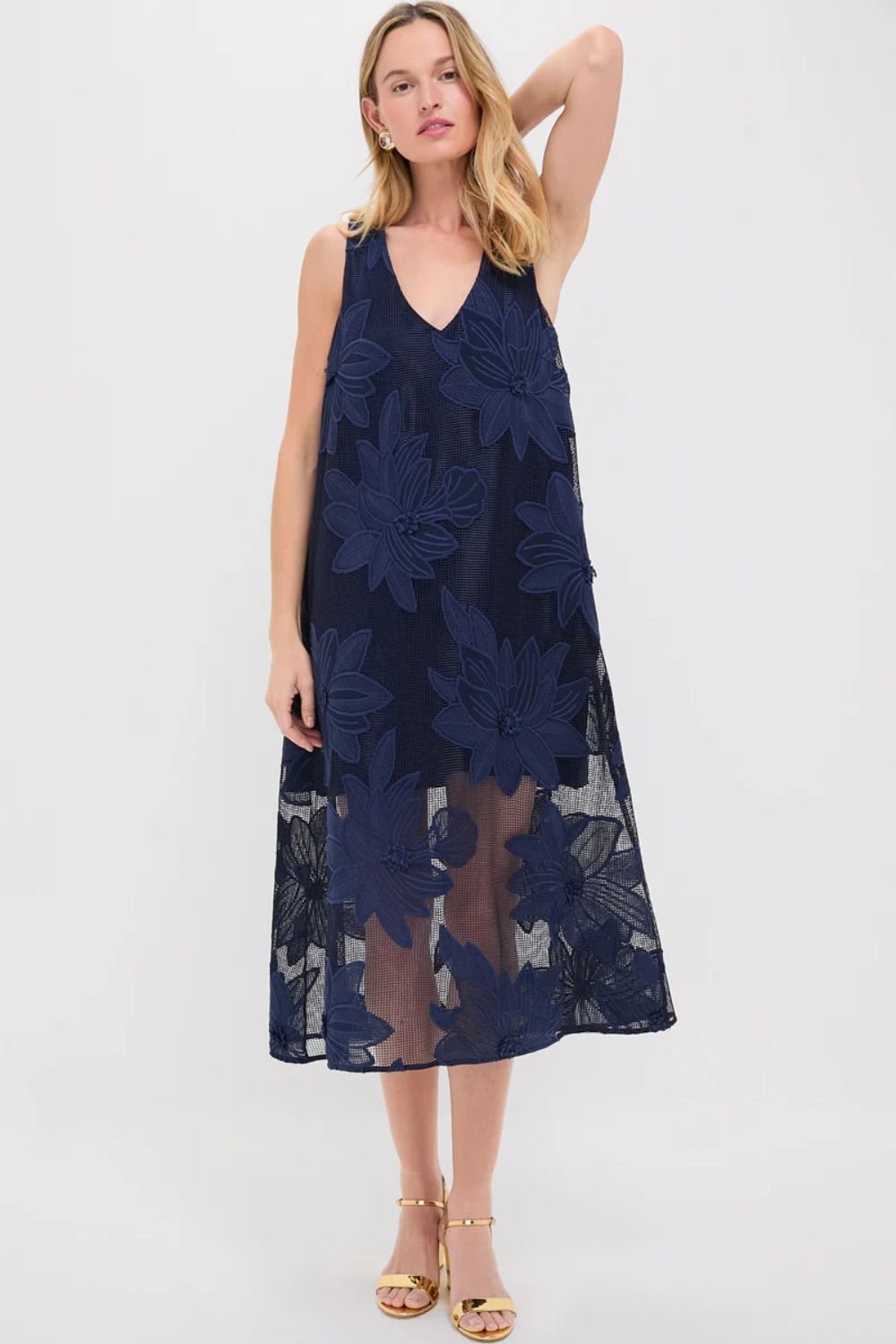 Tuckernuck Navy Embroidered Lace Sol Dress