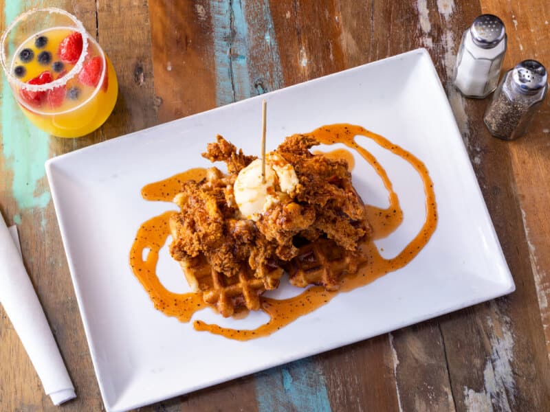 kickin chicken waffles