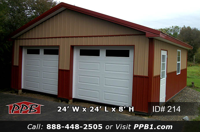 214 - Two Tone Residential Pole Barn 24x24x8 10 214 1