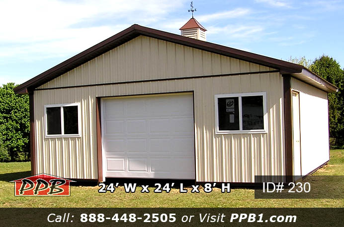 230 - Beige Residential Pole Building 24x24x8 5 230 1