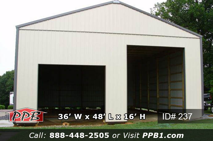 237 - Commercial Pole Barn Beige 36x48x16 22 237 1