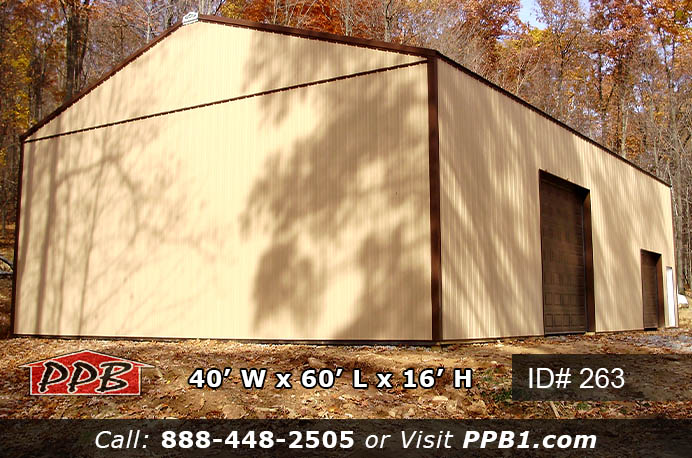 263 - Tan Commercial Pole Building 40x60x16 5 263 64057 1 1