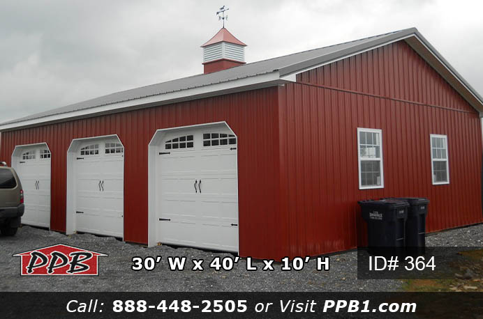 364 - Red Pole Barn With Charcoal Roof 30x40x10 23 364 66860 1