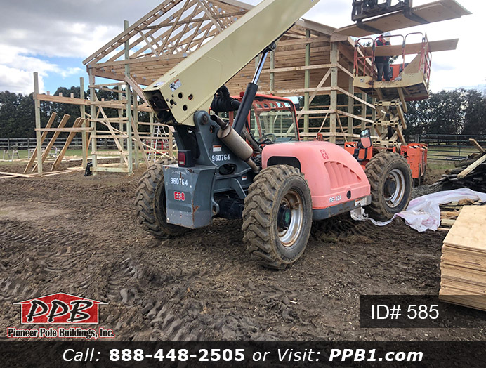 585 – Residential Nice Size Garage with Lean-To 30x40x12 11 Pole Building Dimensions: 30’ W x 40’ L x 12’ 4” H (ID# 585) A Nice Size Garage with Lean-To 30’ Standard Trusses, 2’ on Center 5/12 Pitch Colors: Siding Color: Clay Roofing Color: Weathered Wood (Architectural Shingles) Trim Color: White