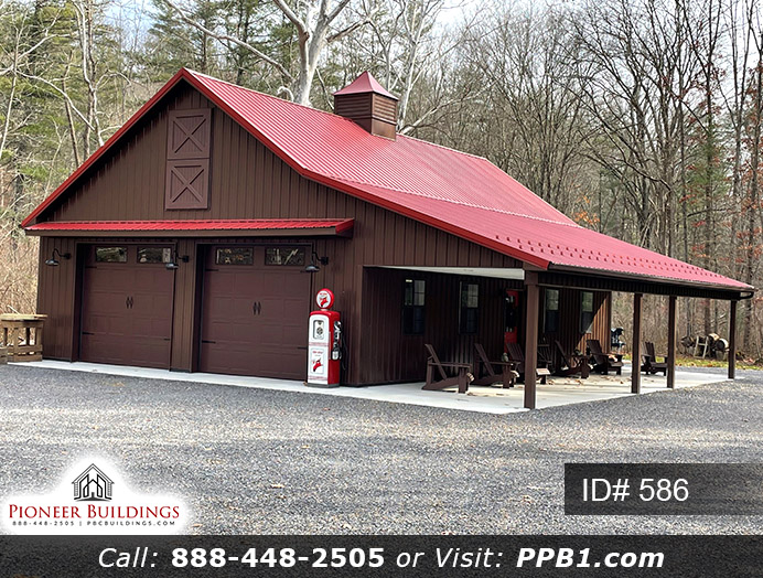 brown_building_30wx44lx10h_garage_leanto_red_metal_roof