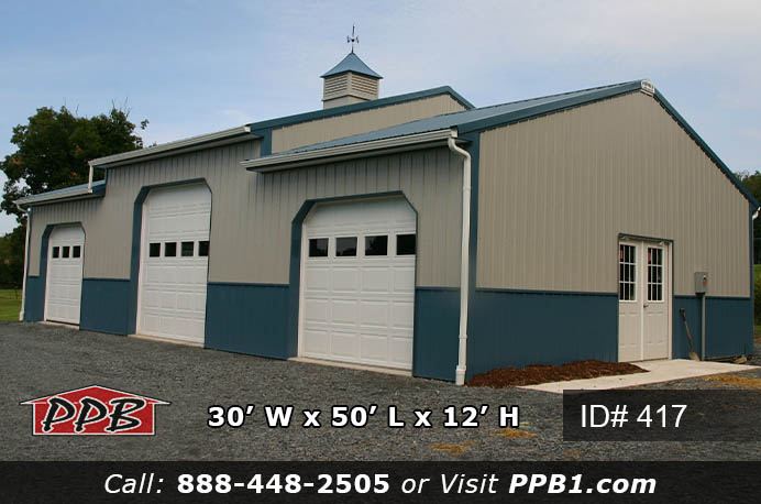 417 - Beautiful Three Bay Pole Building 30x50x12 39 417 1