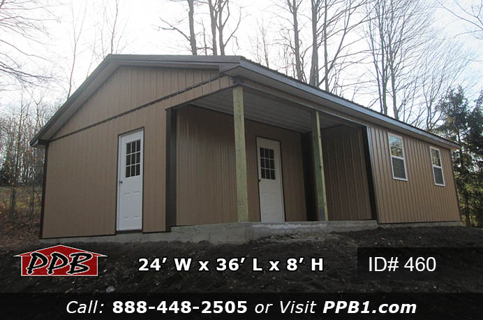 460 - Residential Pole Barn with Inset Porch 24x36x8 49 460 69236 1