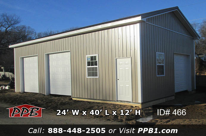 466 - Clay and Brown Residential Pole Building 24x40x12 14 466 73664 1