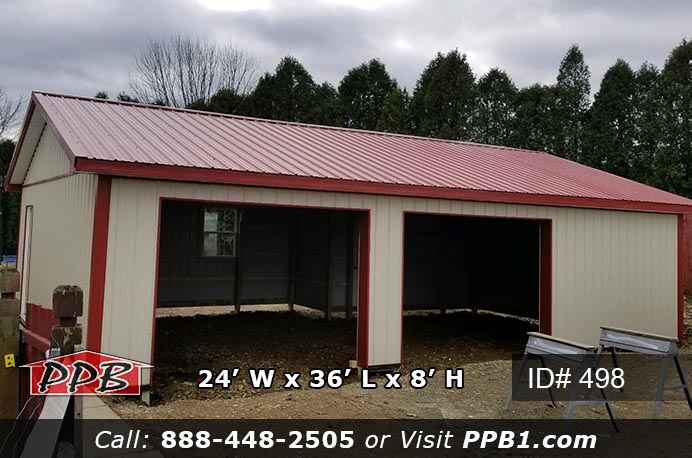 498 (24’ W x 36’ L x 8’ 4” H) pole barn builders near me, pole building, building pole garages, pole barns, building a pole barn