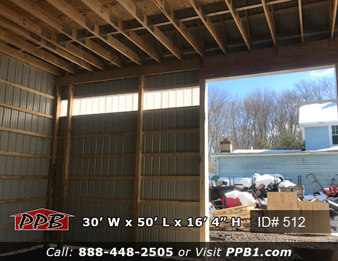 Gambrel Barn Dimensions: 30’ W x 50’ L x 16’ 4” H (ID# 512) 30’ Gambrel Trusses, 2’ on Center Colors: Siding Color: Light Stone Roofing Color: Ivy (Green) Trim Color: Light Stone & Ivy (Green) Openings: (1) 10’ x 14’ Garage Door (2) 12’ x 14’ Garage Doors (1) 9-Lite Entry Door (Insulated) (3) 3’ x 4’ Single Hung Insulated Windows with Screens & Grids (1) 6’ x 6’ Single Slider Door with 3’ x 3’ Window