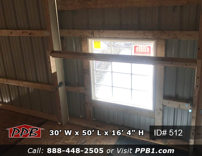 Gambrel Barn Dimensions: 30’ W x 50’ L x 16’ 4” H (ID# 512) 30’ Gambrel Trusses, 2’ on Center Colors: Siding Color: Light Stone Roofing Color: Ivy (Green) Trim Color: Light Stone & Ivy (Green) Openings: (1) 10’ x 14’ Garage Door (2) 12’ x 14’ Garage Doors (1) 9-Lite Entry Door (Insulated) (3) 3’ x 4’ Single Hung Insulated Windows with Screens & Grids (1) 6’ x 6’ Single Slider Door with 3’ x 3’ Window