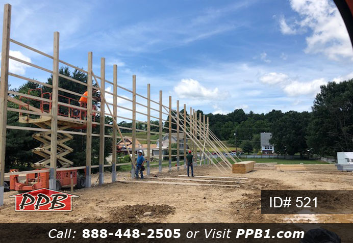 Pole Building Dimensions: 60’ W x 200’ L x 20’ 6” H (ID# 521) Big Blue Machine Shop 60’ Standard Trusses, 4’ on Center 4/12 Pitch Colors: Siding Color: Ocean Blue Roofing Color: Brite White Trim Color: Brite White Openings: (1) 20’ x 16’ Hi-Lift Commercial Garage Door (2) 10’ x 10’ Hi-Lift Commercial Garage Doors (6) 3068 6-Panel Insulated Entry Doors (1) 3068 9-Lite Insulated Entry Door (7) 3’ x 4’ Single-Hung Windows with Screens, Color: White 