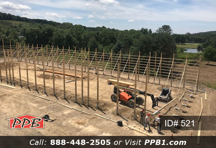 Pole Building Dimensions: 60’ W x 200’ L x 20’ 6” H (ID# 521) Big Blue Machine Shop 60’ Standard Trusses, 4’ on Center 4/12 Pitch Colors: Siding Color: Ocean Blue Roofing Color: Brite White Trim Color: Brite White Openings: (1) 20’ x 16’ Hi-Lift Commercial Garage Door (2) 10’ x 10’ Hi-Lift Commercial Garage Doors (6) 3068 6-Panel Insulated Entry Doors (1) 3068 9-Lite Insulated Entry Door (7) 3’ x 4’ Single-Hung Windows with Screens, Color: White 