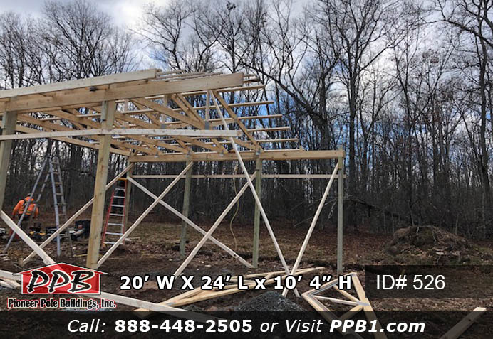 Board and Batten Pavilion Dimensions: 20’ W x 24’ L x 10’ 4” H – Pavilion (ID# 526) 20’ Standard Trusses, 4’ on Center, 4/12 Pitch Colors: Siding Color: Board&Batten Natural Roofing Color: Ivy Trim Color: Ivy
