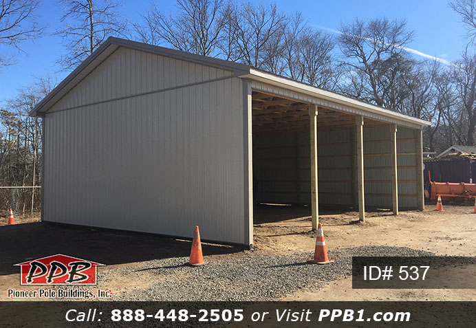 Pole Building Dimensions: 30’ W x 40’ L x 12’ 4” H (ID# 537) 30’ Standard Trusses, 4’ on Center 4/12 Pitch Colors: Siding Color: Light Stone Roofing Color: Clay Trim Color: Clay