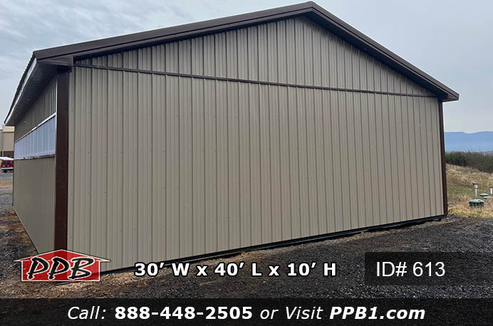 613 - Clay Pole Barn with Sidelights 30x40x10