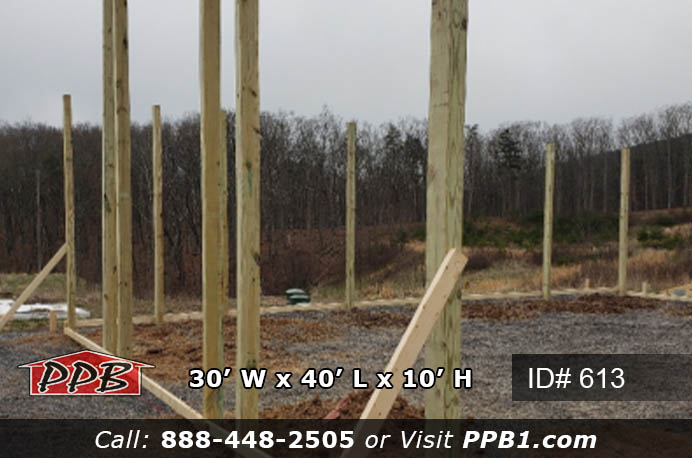 Poles on a barn