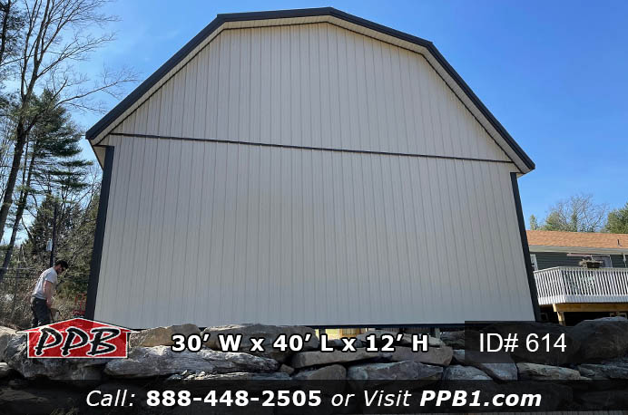 614 - Gambrel Pole Building Beige 30x40x12