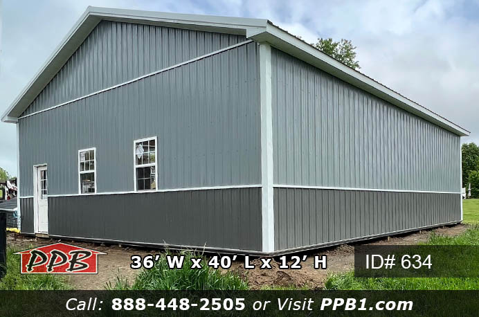 634 - Two-Tone Three Bay Pole Building