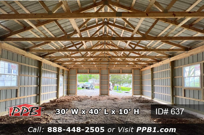 inside 30 foot wide pole building