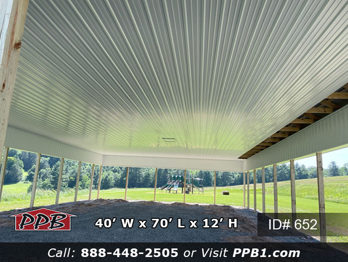 Pavilion with liner panel on the ceiling with an access door.