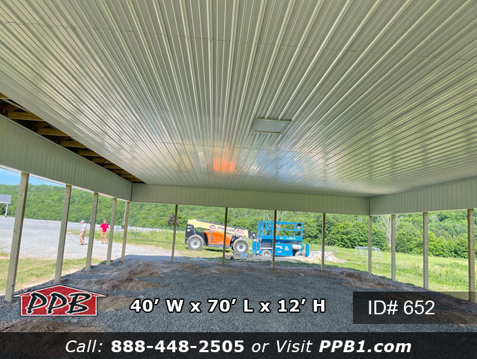 Pavilion with liner panel on the ceiling with an access door.