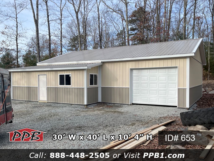 653 - Two-Tone Garage with Lean-Tos