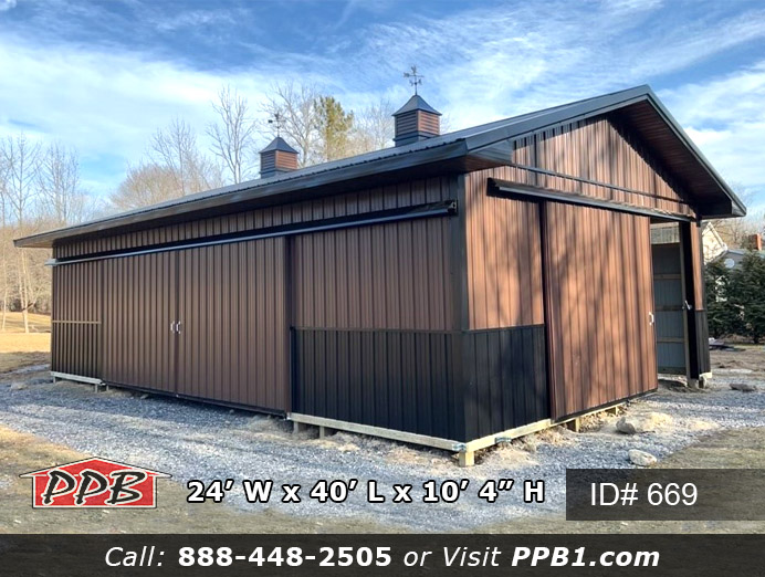 669 - Brown Building with Cupola & Sliding Doors
