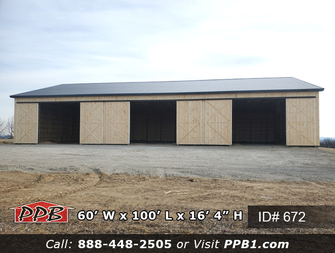 672 - Board & Batten Barn with Three Split Sliding Doors