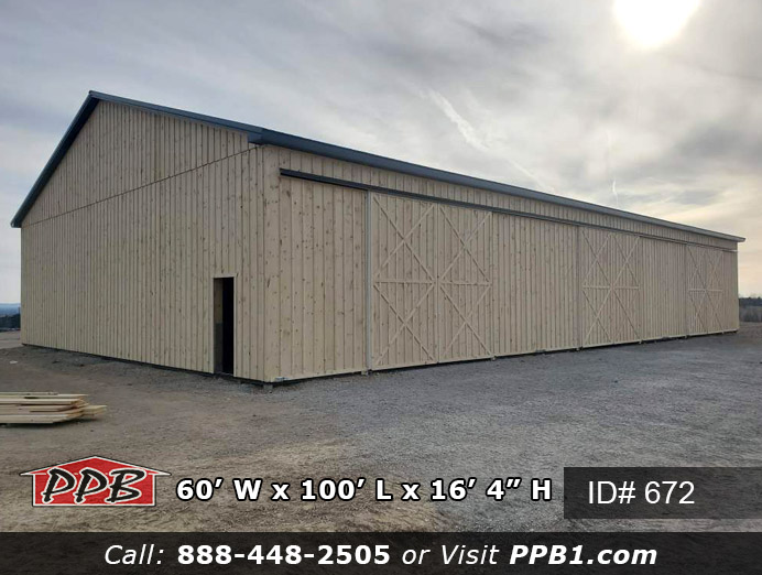 672 - Board & Batten Barn with Three Split Sliding Doors