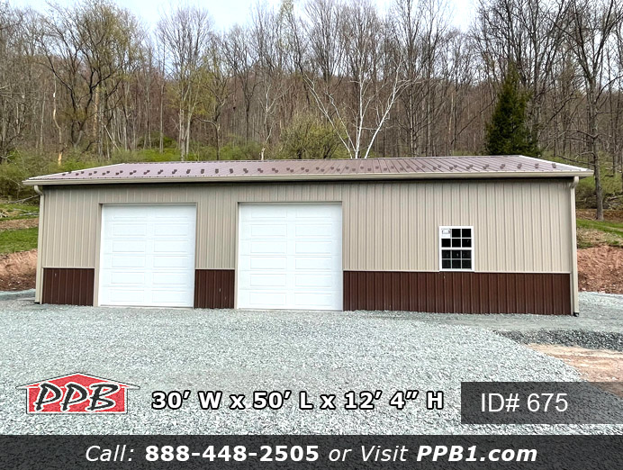 675 - Brown Two-Tone Two-Car Garage