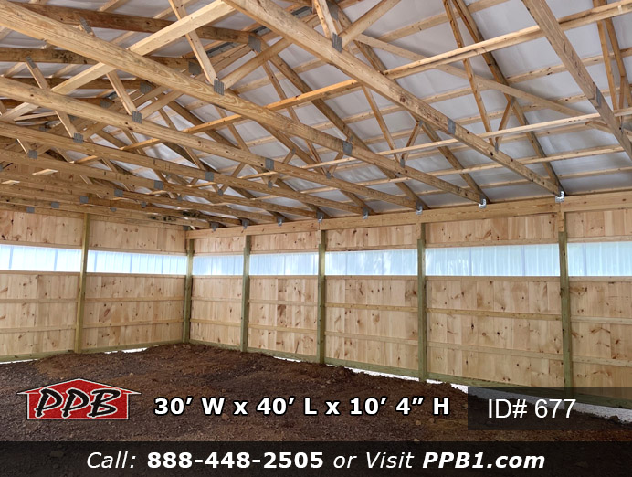 Sidelights in board and batten pole barn