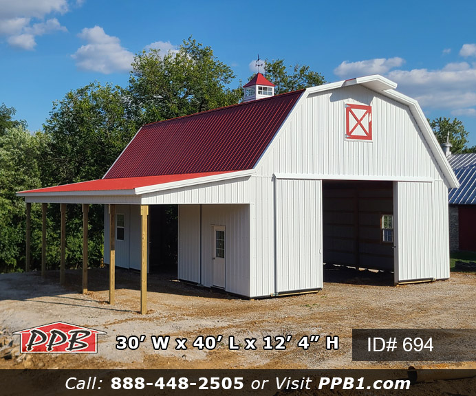 694 - Barn with Lean-To & Sliding Doors